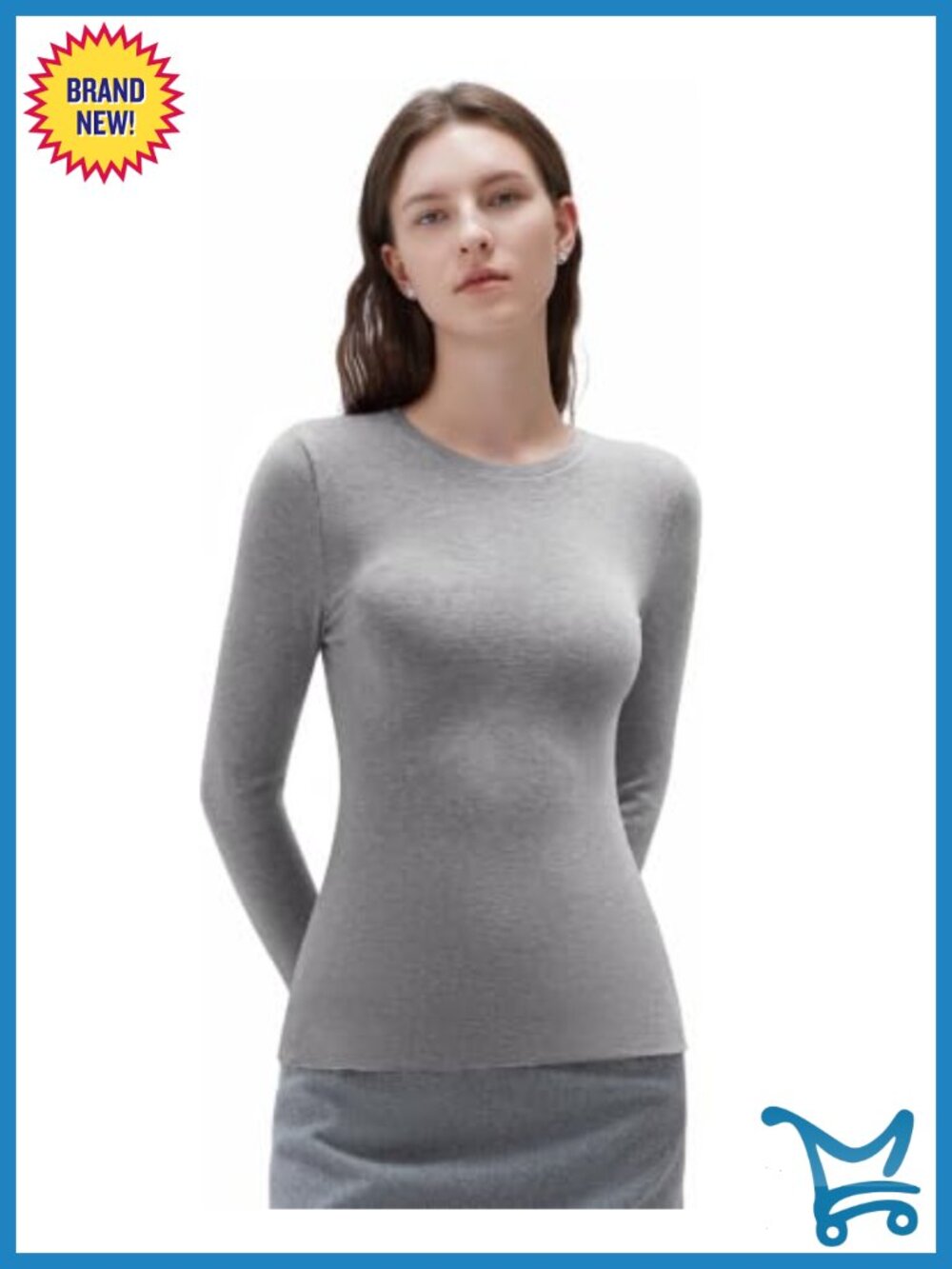 Cashmere Modal Fitted Long Sleeve Crew Neck Knit Top